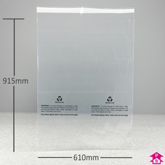 Peel and Seal Safety Bag -  Perforated + PWN - 24 x 36" 160g (610mm x 915mm 40 microns)