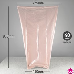 Pink Tinted Waste Bag - 100%-Recycled (On Rolls) (450mm opening to 725mm wide x 975mm long, 40 micron thickness. (Approx 90 Litres))