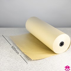 Recycled Kraft Paper Roll (600mm wide by 220 metres long (11kg roll). 90gsm.)