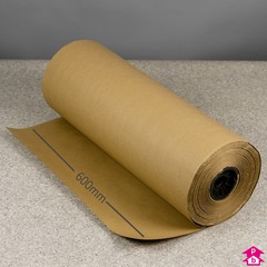 Recycled Kraft Paper Roll (600mm wide by 220 metres long (14.7kg roll). 90gsm.)