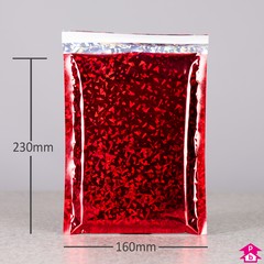Red C5 Holographic Mailing Bag (Internal size 160mm x 230mm (C5 for A5), 70mu thick)