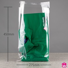 Retail Display Bag - Large Shirt - 275mm x 450mm + 40mm lip  40mu