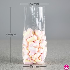 Retail Display Bag - Medium (88mm wide (with gusset opening to 152mm wide) x 279mm high, 40 micron thickness)