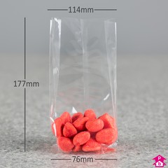Retail Display Bag - Mini (76mm wide (with gusset opening to 114mm wide) x 177mm high, 40 micron thickness)