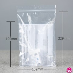 Self Sealing Specimen Polybag - 6" wide x 9" long, 200 gauge + 8" pocket