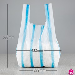 Striped Carrier Bag - 11x17" wide x 21" long  x 10mu