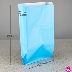 Turquoise Paper Bag with Gusset - Large - 240mm wide x 75mm gusset x 390mm high, 60gsm