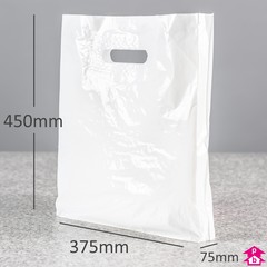 White Carrier Bag - Medium - 375mm wide x 450mm high x 35 micron thickness, 75mm bottom gusset