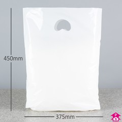 White Carrier Bag - Medium - 375mm wide x 450mm high x 35 micron thickness, 75mm bottom gusset