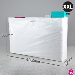 White Carrier Bag - XX Large (1060mm wide x 600mm high x 50 micron thickness, 100mm bottom gusset)