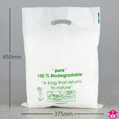 White Compostable Carrier Bag - Medium - 375mm wide x 450mm high x 65 micron thickness
