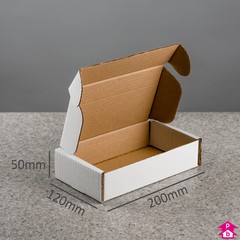 White E-Commerce Box - Small Parcel - 200mm long x 120mm wide x 50mm high