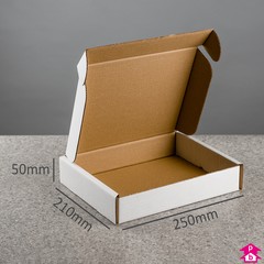 White E-Commerce Box - Small Parcel - 250mm long x 210mm wide x 50mm high