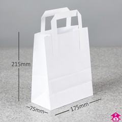 White Paper Carrier Bag - Small - 175mm wide x 75mm gusset x 215mm high, 70gsm
