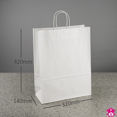 White Paper Carrier Bag with Twisted Handle - Large (320mm x 140mm x 420mm (12.5" x 5.5" x 16.5"), 100gsm)