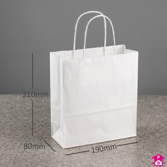 White Paper Carrier Bag with Twisted Handle - Small (190mm x 80mm x 210mm (7.5" x 3.25" x 8.25"), 80gsm)