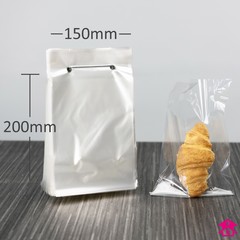 Wicketed Food Bag - Non-Perforated - 150mm x 200mm x 20 micron (6" x 8" x 80 gauge)