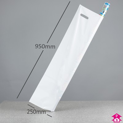 Wrapping Paper Roll Carrier Bag 30 Recycled Extra Long 250mm wide x 900mm high x 50 micron thickness