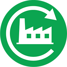Industrially-recycled packaging standard icon