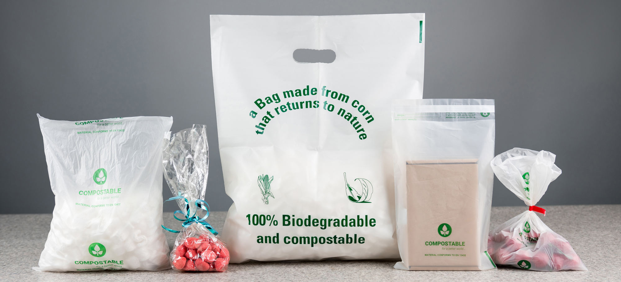 compostable, degradable bags from the biodegradable bag company