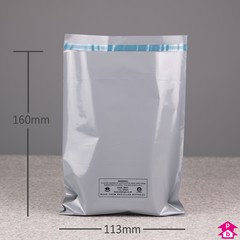 100% Recycled Mailing Bag - 113mm wide x 160mm length, 55 micron thickness. (Letter).