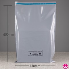 100% Recycled Mailing Bag - 430mm wide x 600mm length, 55 micron thickness. (Medium Parcel A2).