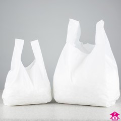 23” Packitsafe 200 x White Carrier Bags Vest Size Large 13” x 19” Heavy Weight Plastic 131923200 