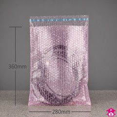 Antistatic Bubble Bag - 280mm wide x 360mm long x 40 micron (11" x 14" x 160 gauge)