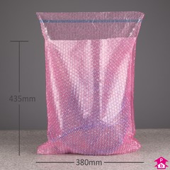 Antistatic Bubble Bag - 380mm wide x 435mm long x 40 micron (15" x 17" x 160 gauge)