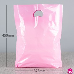 Baby Pink Carrier Bag - Medium - 375mm x 450mm + 75mm BG x 35mu  (15" x 18" + 3" BG x 140 gauge)