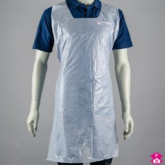 Bib Apron with ties - White (Pricebuster) - 680mm wide (when flat) x 1120mm long, 15 micron thickness