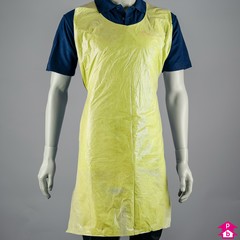 Bib Apron with ties - Yellow - 686mm wide (when flat) x 1170mm long, 20 micron thickness