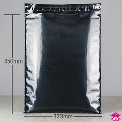 Black C3 Shiny Bubble Mailing Bag - Internal size 320mm wide x 450mm long (C3 fits A3), 190gsm thick