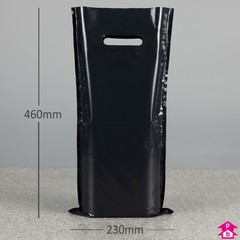 Black Carrier Bag - Bottle Bag (Max 2) - 230mm x 460mm x 75 micron (9" x 18" x 300 gauge)