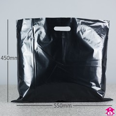 Black Carrier Bag - Extra Strong - 550mm x 450mm x 75 microns  (22" x 18" x 300 gauge)