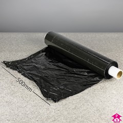Black Security Stretchwrap (Extended Core) - Extra Heavy Duty - 500mm wide x 250 metres long, 25 micron thickness (with extended core for handheld use)