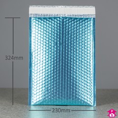 Blue C4+ Shiny Bubble Mailing Bag - Internal size 230mm wide x 324mm long (C4+ fits A4), 190gsm thick