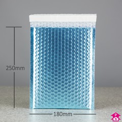 Blue C5+ Shiny Bubble Mailing Bag - Internal size 180mm wide x 250mm long (fits A5), 190gsm thick
