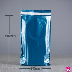 Blue Mailorder Bag - 145 x 190mm + 50mm lip (5.75 x 7.5") 45 microns
