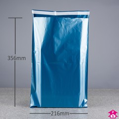 Blue Mailorder Bag - 216 x 356mm + lip (8.5 x 14") 45 microns