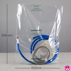 Clear Biodegradable Bag (30% Recycled) - 450mm x 600mm x 40 micron (18" x 24" x 160 gauge)