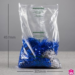 Clear Biodegradable Bag - 305mm x 457mm x 37.5 micron (12" x 18" x 150 gauge)