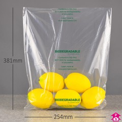 Clear Biodegradable Bag - 254mm x 381mm x 40 micron (10" x 15" x 160 gauge)