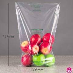Clear Biodegradable Bag - 305mm x 457mm x 40 micron (12" x 18" x 160 gauge)