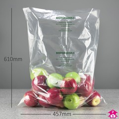 Clear Biodegradable Bag - 457mm x 610mm x 37.5 micron (18" x 24" x 150 gauge)