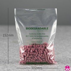 Clear Biodegradable Bag - 102mm x 152mm x 37.5 micron (4" x 6" x 150 gauge)