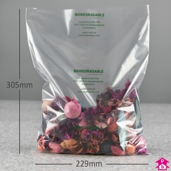 Clear Biodegradable Bag - 229mm x 305mm x 37.5 micron (9" x 12" x 150 gauge)
