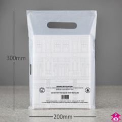 Clear Compostable Carrier Bag - Small - 200mm wide x 300mm high x 60 micron thickness