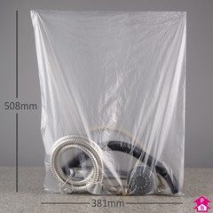 Clear High Tensile Bag - 381mm wide x 508mm long, 19 micron thickness