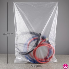 Clear High Tensile Bag - 508mm wide x 762mm long, 21 micron thickness